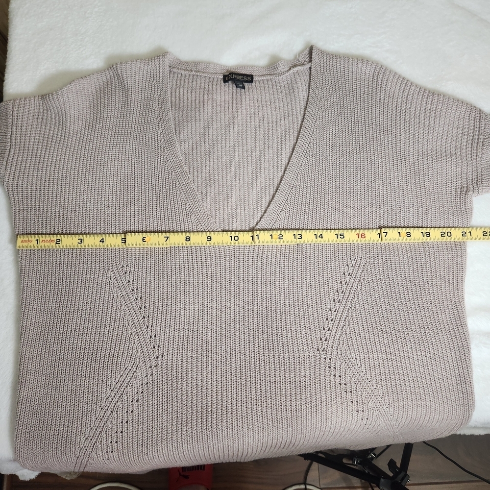 Express Women's V-Neck Sweater - Light Brown 100% Coton - Picture 6 of 11